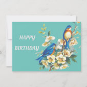 Carte oiseaux bleus sur floral (Devant)