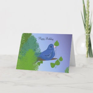 Carte Oiseaux bleus voeux d'anniversaire
