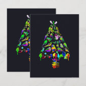 Carte Oiseaux brillants Arbre de Noël (Devant / Derrière)