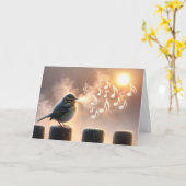 Carte Oiseaux Chantant Le Matin Soleil Anniversaire (Fleur jaune)