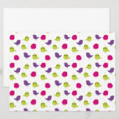 Carte Oiseaux colorés mignons (Devant / Derrière)