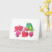 Carte Oiseaux d'amour, "Félicitations" (Fleur jaune)