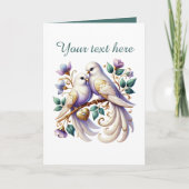 Carte Oiseaux d'amour mignons Mariage ajouter texte (Devant)