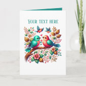 Carte Oiseaux d'amour mignons Mariage ajouter texte  (Devant)