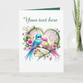 Carte Oiseaux d'amour mignons Mariage ajouter texte (Devant)