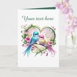 Carte Oiseaux d'amour mignons Mariage ajouter texte