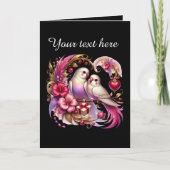 Carte Oiseaux d'amour mignons Mariage ajouter texte  (Devant)