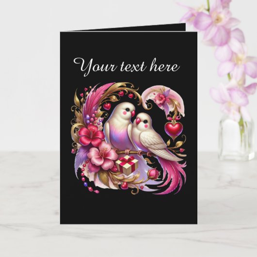 Carte Oiseaux d'amour mignons Mariage ajouter texte  (Orchidée)