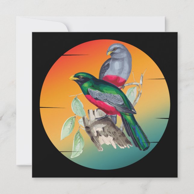 Carte Oiseaux d'amour vintage  (Devant)