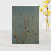 Carte Oiseaux dans un arbre, Anniversaire (Fleur jaune)