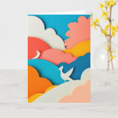 Carte Oiseaux dans un ciel stratifié (Fleur jaune)