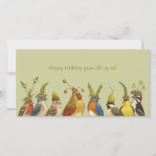 Carte Oiseaux de fête pour un joyeux anniversaire de nou (Devant)