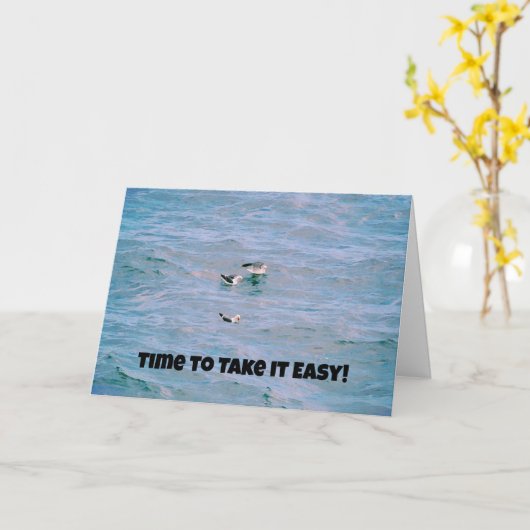 Carte Oiseaux de goélands marins dans l'océan Retraite r (Fleur jaune)