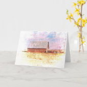 Carte Oiseaux de la grange rouge sur un fil (Fleur jaune)