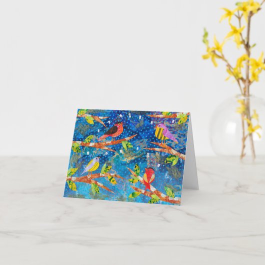 Carte Oiseaux de la Soirée (Fleur jaune)