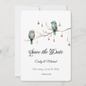 Carte Oiseaux de l'Amour de la Forêt Rustique Mariage Éc (Devant)