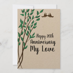Carte Oiseaux de l'amour et branches d'anniversaire Tout