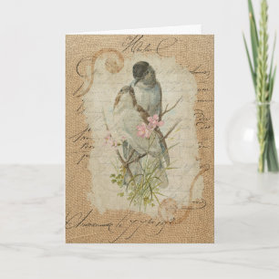 Carte Oiseaux de l'amour français victorien Chanson d'am