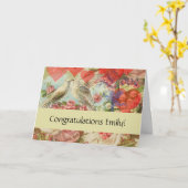 Carte Oiseaux de l'amour Vintage Antique Cœur (Fleur jaune)