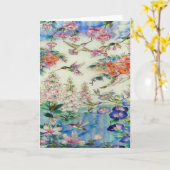 Carte Oiseaux de mer et fleurs vitraux en bois (Fleur jaune)