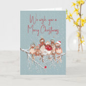 Carte Oiseaux de Noël sur une branche (Fleur jaune)