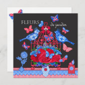 Carte Oiseaux de porcelaine de fleur et oiseaux (Devant / Derrière)