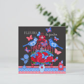 Carte Oiseaux de porcelaine de fleur et oiseaux (Debout devant)