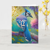 Carte Oiseaux d'Imaginaire Jay bleu (Fleur jaune)