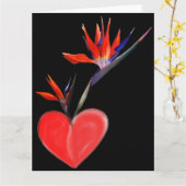 Carte Oiseaux du Paradis dans le Vase du Coeur (Fleur jaune)