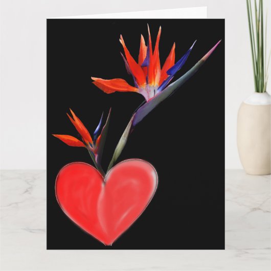 Carte Oiseaux du Paradis dans le Vase du Coeur (Devant)