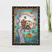 Carte Oiseaux d'une même volée Halloween Hibou et fille (Devant)