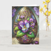 Carte Oiseaux en fleurs Pied violets Fleur sauvage Oeuf  (Fleur jaune)