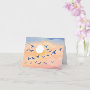 Carte Oiseaux en vol   Aquarelle de nature au coucher du