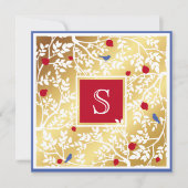 Carte Oiseaux et Branches Élégantes Monogram Merci (Devant)