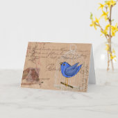 Carte Oiseaux et Éphémères, Anniversaire (Fleur jaune)