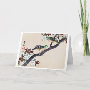 Carte Oiseaux et fleurs de cerisiers, Imao Keinen