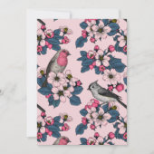 Carte Oiseaux et fleurs roses (Devant)