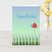 Carte Oiseaux et volière de joyeux anniversaire (Fleur jaune)