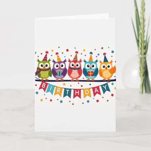 Carte Oiseaux Fête Joyeuse (Devant)