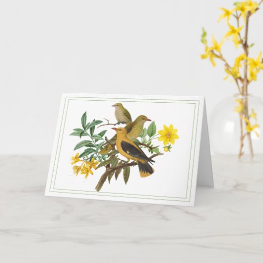 Carte Oiseaux jaunes aux fleurs botaniques (Fleur jaune)