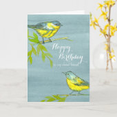 Carte Oiseaux Jaunes Bonne Ami d'Anniversaire (Fleur jaune)