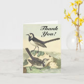 Carte Oiseaux "Merci!" Aspect Vintage (Fleur jaune)