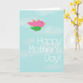Carte Oiseaux mère et enfant (Fleur jaune)