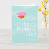 Carte Oiseaux mère et enfant (Fleur jaune)