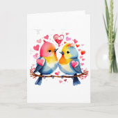 Carte Oiseaux mignons en amour BLANC (Devant)