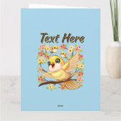 Carte Oiseaux mignons et heureux parmi les fleurs du pri (Dos)
