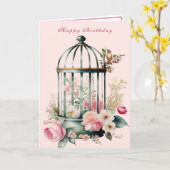 Carte Oiseaux-mouches Cage à oiseaux Fleurs de printemps (Fleur jaune)