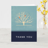 Carte Oiseaux oranges modernes dans un grand Merci d'arb (Fleur jaune)