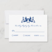 Carte Oiseaux otomi d'aquarelle - Marine (Devant)