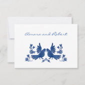 Carte Oiseaux otomi d'aquarelle - Marine (Dos)